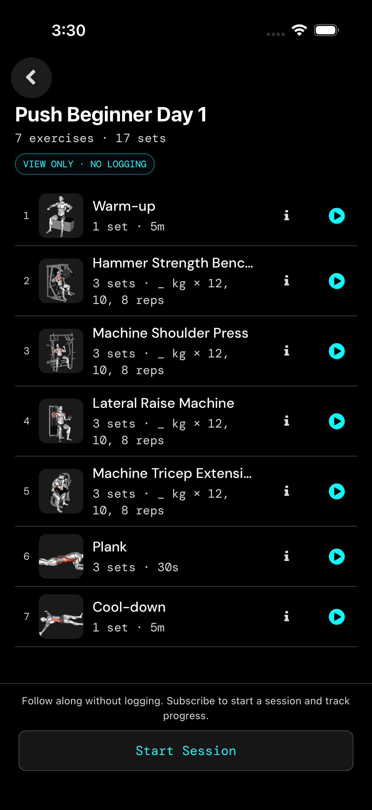 Follow-along gym session